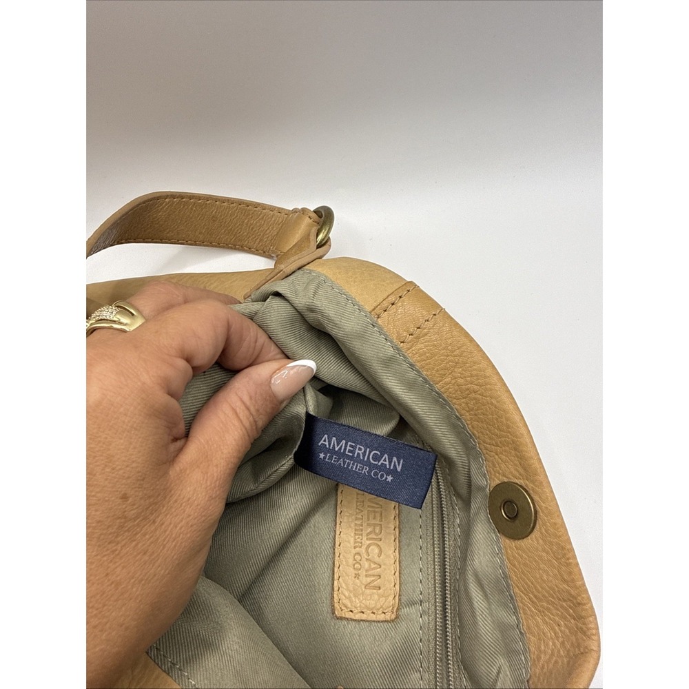 American Leather Co. Easton Hobo Bag Tan Leather Handbag Purse Shoulder Bag P-2 - Picture 6 of 9